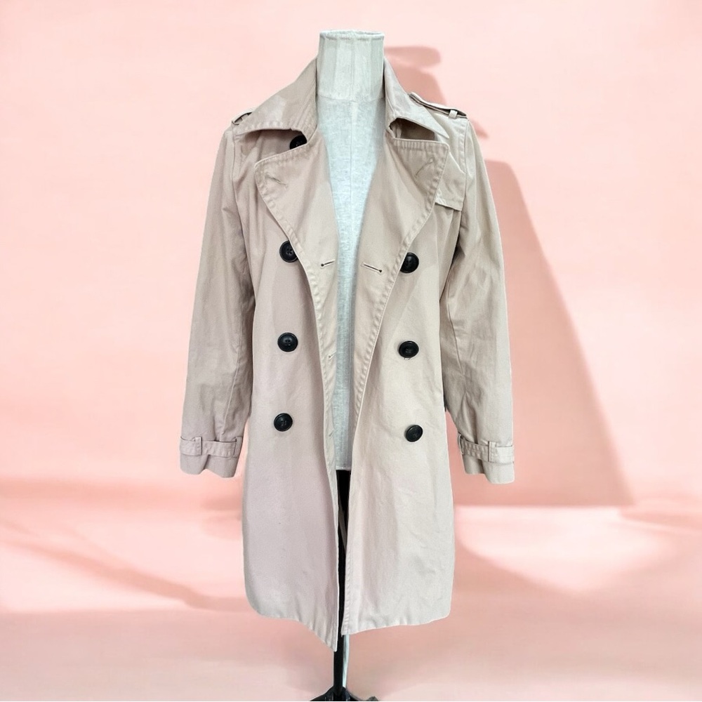 GAP Beige/Cream Trench Coat with Belted Waist and Epaulettes